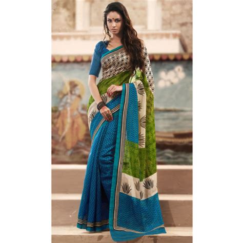 SimpleSarees Designer Blue Printed Bhagalpuri Silk Saree - Silk Sarees by Simple Sarees | Saree ...
