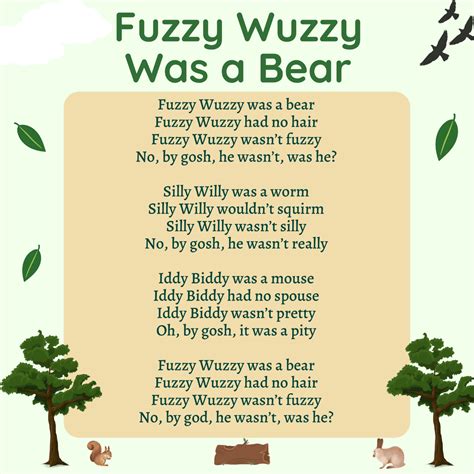 44 Fuzzy Wuzzy Was A Bear Fuzzy Wuzzy Had No Hair