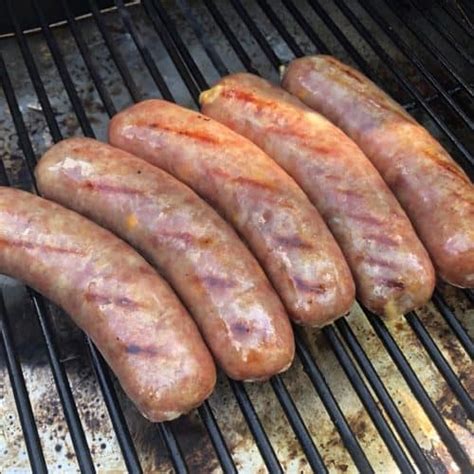 Traeger Smoked Brats Johnsonville Cheddar Bacon Sausages