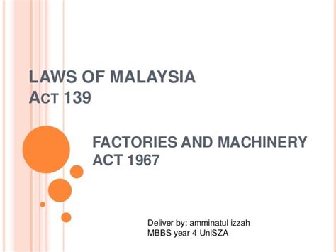 Factory And Machinery Act Occupational Safety And Health Act
