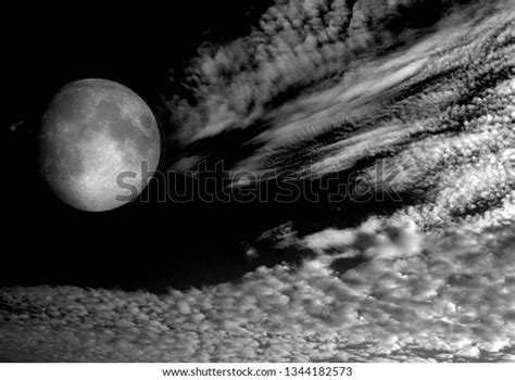 Moon Night Sky Clouds 3d Illustration Stock Illustration 1344182573