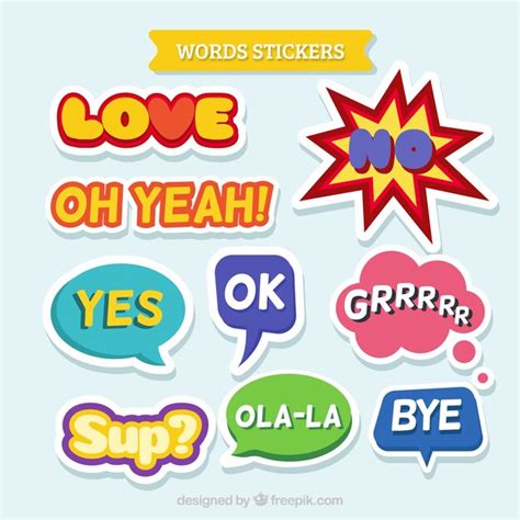 Free Vector Pack Of Colorful Words Stickers