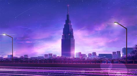 Download 5120x2880 Anime Skyscraper Cityscape Buildings