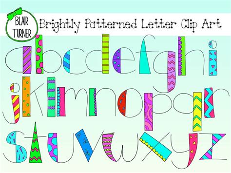 Brightly Patterned Alphabet Clip Art By Teamturnerdesigns On Etsy