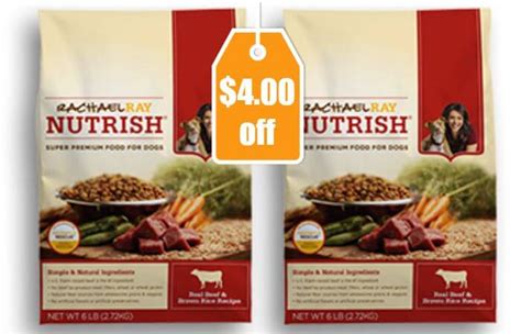 Target sells the 6 lb bag of rachael ray zero grain dog food for $10.99 making it only $7.99 after coupon. New $4/1 Rachael Ray Nutrish Dry Dog Food Coupon & Lots of ...