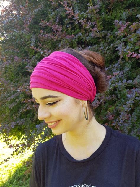 Hot Pink Headband Turban Headband Yoga Head Scarf Head Wrap Etsy Canada