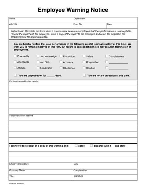 Printable Employee Written Warning Templates Employee Write Up Form Employee Write Up Form