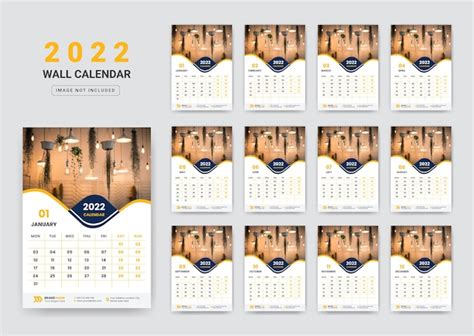 Premium Vector Wall Calendar 2022 Corporate Company Wall Calendar 2022