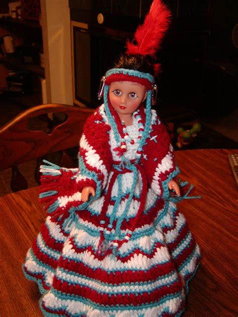 Crocheted Indian Doll Indian Dolls Crochet Doll Dress Crochet Barbie Clothes