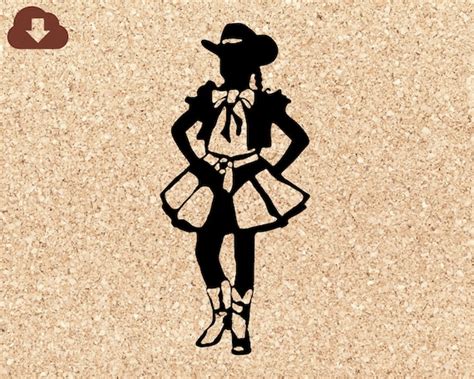 Little Cowgirl In Square Dance Skirt And Boots Png  Svg Cut Etsy