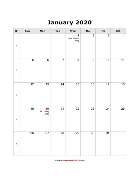 Printable Calendar January 2020 Landscape Calendar Printables Free