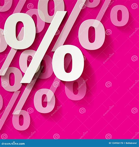 Percent Paper Symbols White In The Corner On A Pink Background Stock