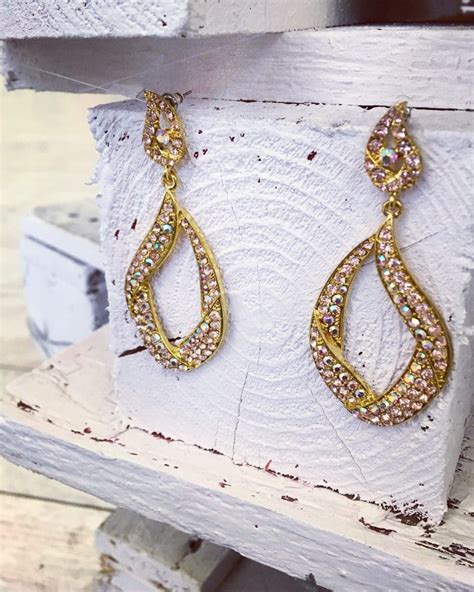 Gold And Pink Rainbow Crystal Chandelier Earrings