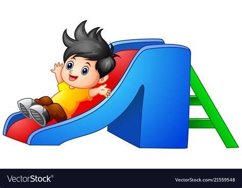 Cartoon Boy Sliding Down Royalty Free Vector Image