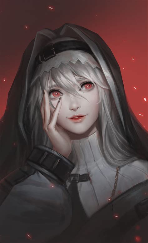 Anime Girl With Red Eyes And White Hair