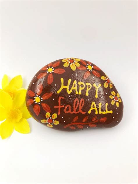 Happy Fall Painted Rock Thanksgiving Place Setting Harvest Etsy