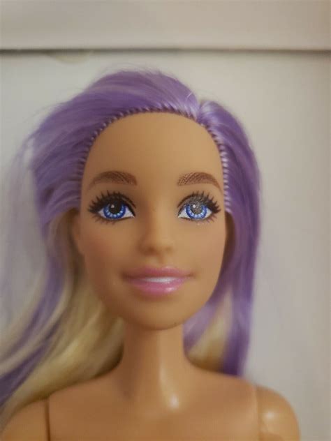 New Nude Barbie 2022 Fashionistas Doll 190 Blonde And Purple Hair Nude Doll Only Ebay