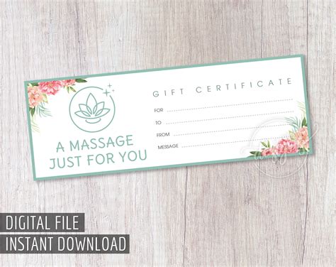 Printable Massage Gift Certificates