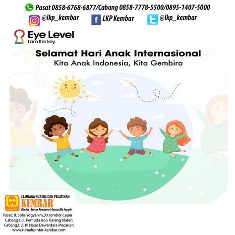 Antara indonesia, inggris, dan amerika tentu memiliki perbedaan. Selamat Hari Anak Internasional | Kursus Komputer, Kursus Bahasa Inggris, Bimbel, Les Baca ...