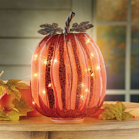 Lovely Glass Led Lighted Pumpkin Collections Etc