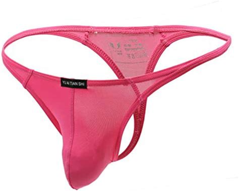 Yu Ai Tian Shi Premium Mens Sexy G String Comfort Thong Low Raise Underwear L Pink Amazon