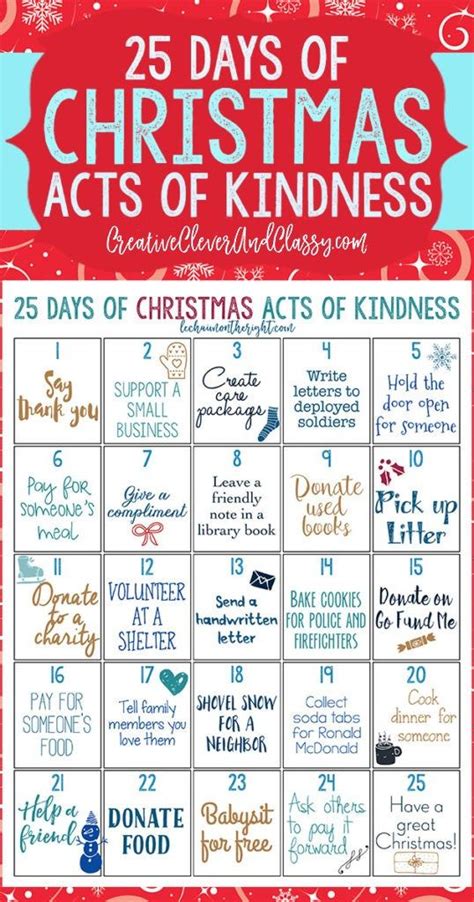 25 Days Of Christmas Acts Of Kindness Free Printable 25 Days Of