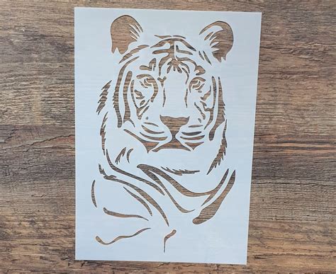 Tiger Head Stencil For Wall Tattoo And Vintage Look Stencil Textile