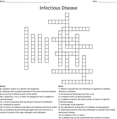 Infectious Disease Crossword Word — Db