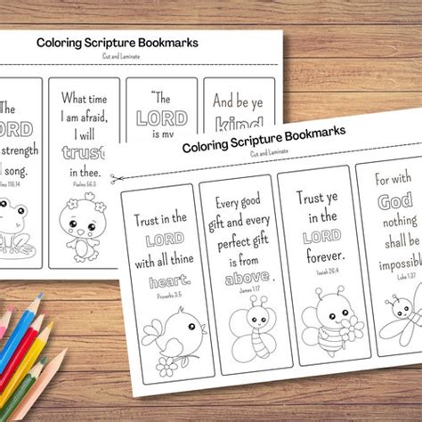 Set Of 8 Bible Verse Coloring Bookmarks For Kids Scripture Etsy
