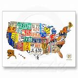 Pictures of License Plate Usa Map Metal