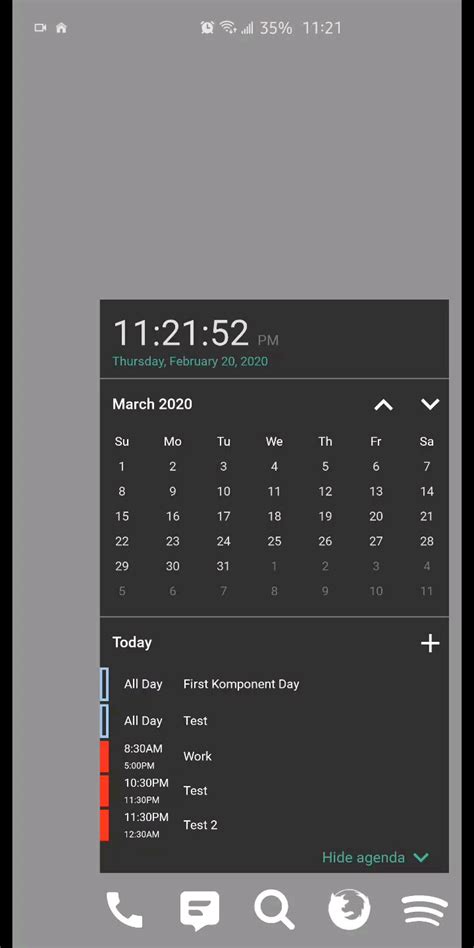 Komponent Windows 10 Calendaragenda Kustom