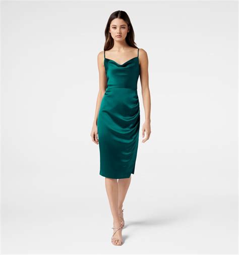 Cowl Neck Satin Slip Cami Midi Dress Green Urban Touch Silkfred Ubicaciondepersonas Cdmx Gob Mx