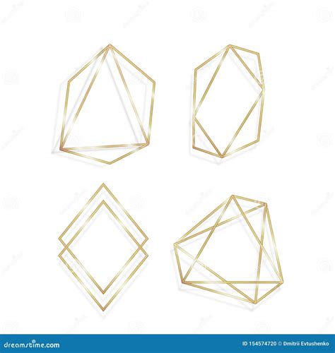 Collection Of Golden Polygonal Luxury Frames Vector Set Stock Vector