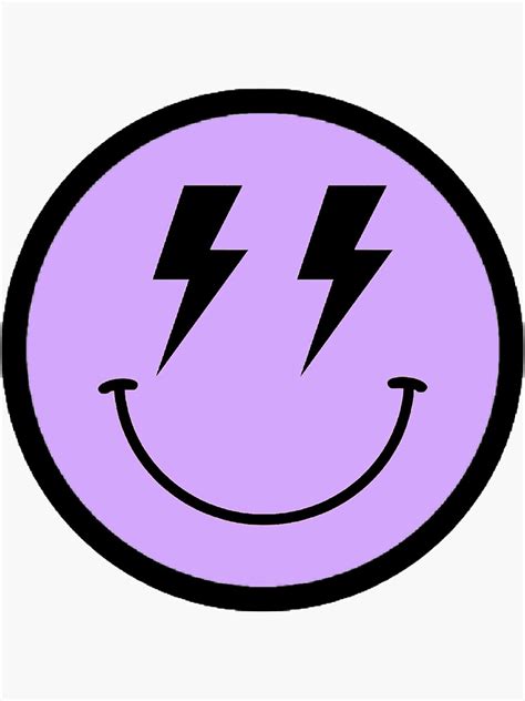 Purple Lightning Bolt Smiley Face Sticker By Kboone Redbubble