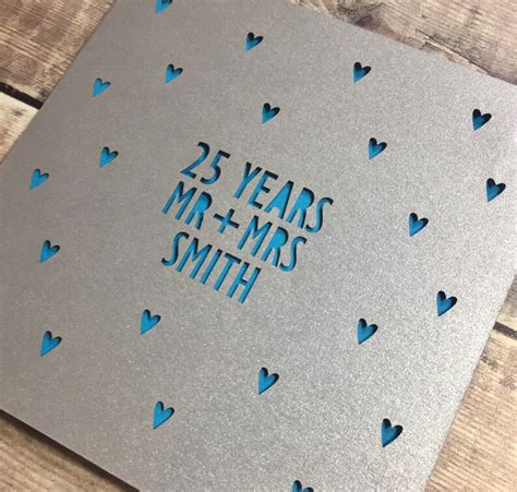 Personalised 25th Anniversary Card 25 Years Parents Silver Etsy Uk