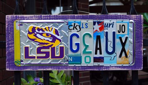Geaux Lsu Custom License Plate Sign Louisiana State Etsy