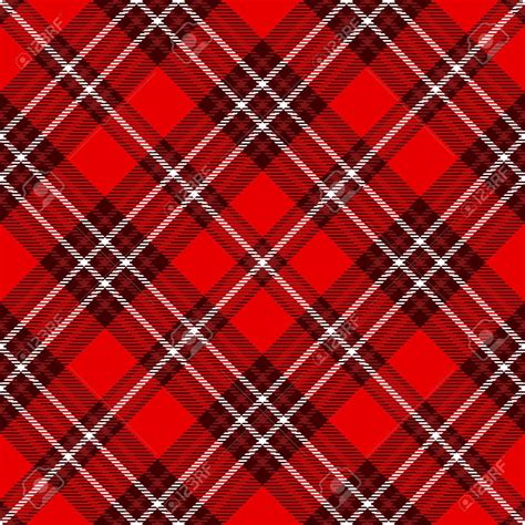 Seamless Tartan Plaid Pattern Checkered Fabric Texture Print In Red