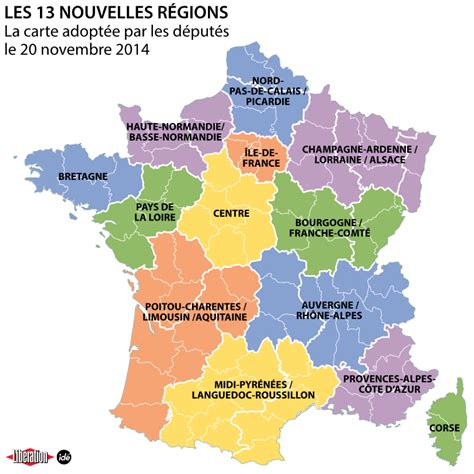 Contours géographiques des nouvelles régions (métropole). 13 REGIONS POUR LA FRANCE / ACTUALITES - BIEN LE BONJOUR D ...