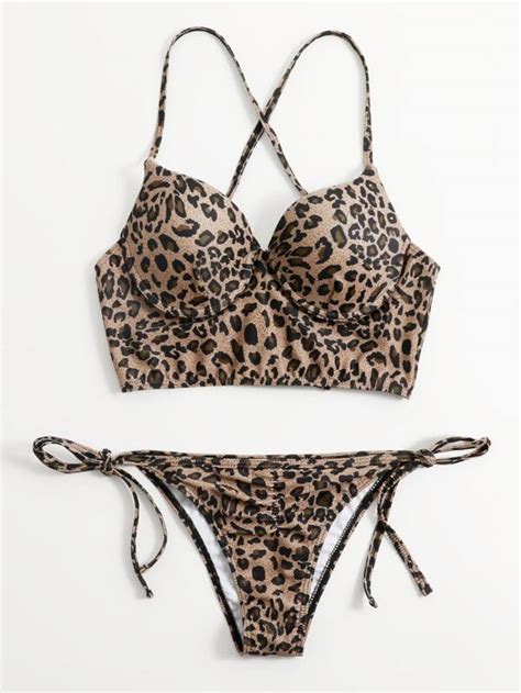 Leopard Push Up Tie Side Bikini Swimsuit Shein Usa