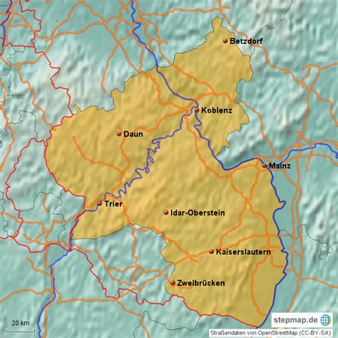 Stepmap Rheinland Pfalz Mit Städten Landkarte Für Deutschland