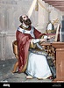 Saint Leo II (611-683). Pope of the Roman Catholic Church. Engraving ...