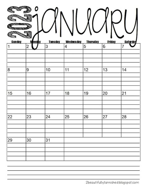 2023 Lined Monthly Calendars Portrait 85x11 Jan Dec Etsy Uk