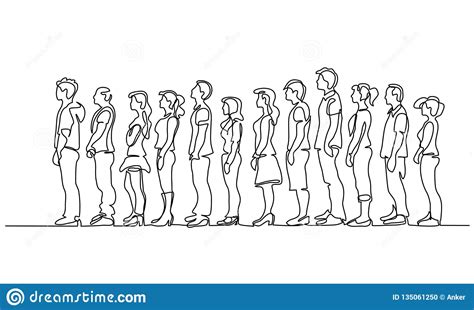 Group Of People Waiting In Line Silhouette Stock Vector - Illustration ...