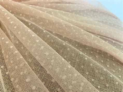 Nude Tone Tulle Fabric With Polka Dot Etsy