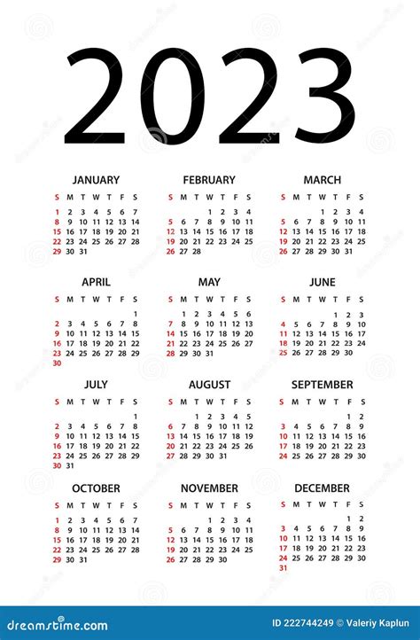 Ilustración De Calendario 2023 La Semana Comienza El Domingo