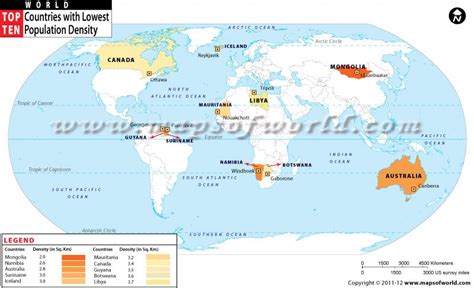 Least Densely Populated Countries