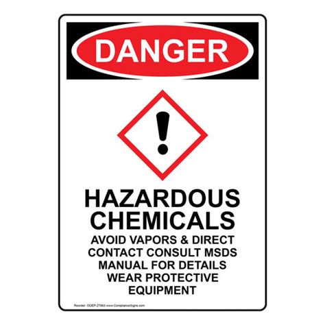 Vertical Osha Ghs Sign Or Label Hazardous Chemicals Chemical