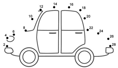 You have a great set of dot to dot printables here! Car - Connect the Dots, count by 2's (Transportation)