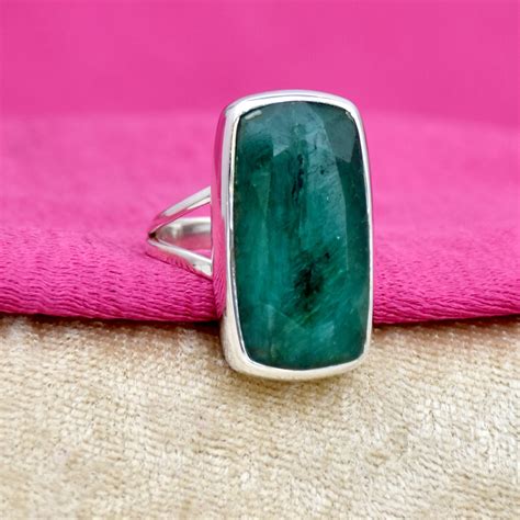 Indian Emerald Ring 925 Sterling Sliver Ring Handmade Ring Etsy