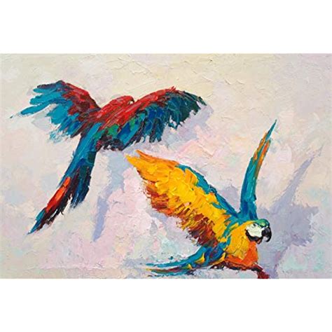 Colorful Birds Painting On Canvas Parrots Painting Animal Painting